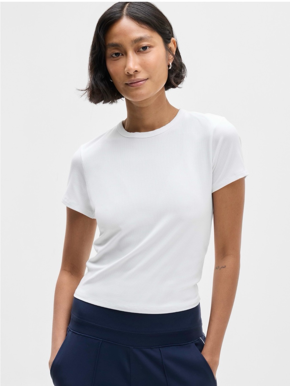 Athleta signature rib crop tee